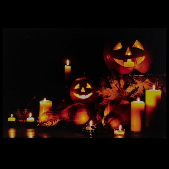 Northlight LED Lighted Jack-O-Lanterns and Leaves Halloween Canvas Wall Art - 1 - Picture 3 of 5